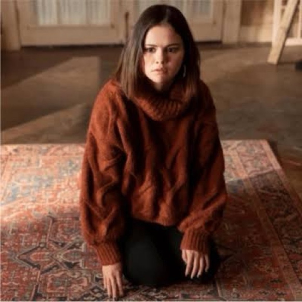 Madewell Somervell Modern Cable Turtleneck Sweater, Size L, Heather Cinnabar - Picture 7 of 7